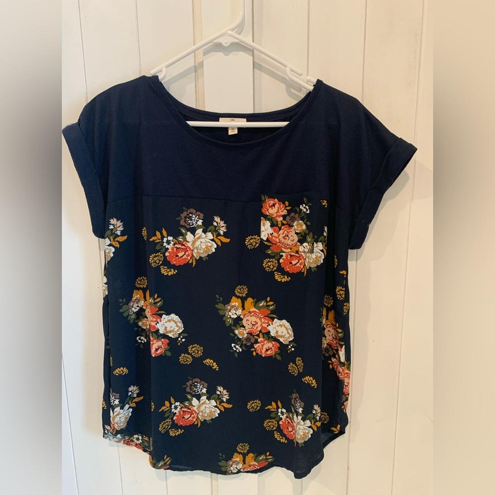 Mason & Belle navy flowy floral top